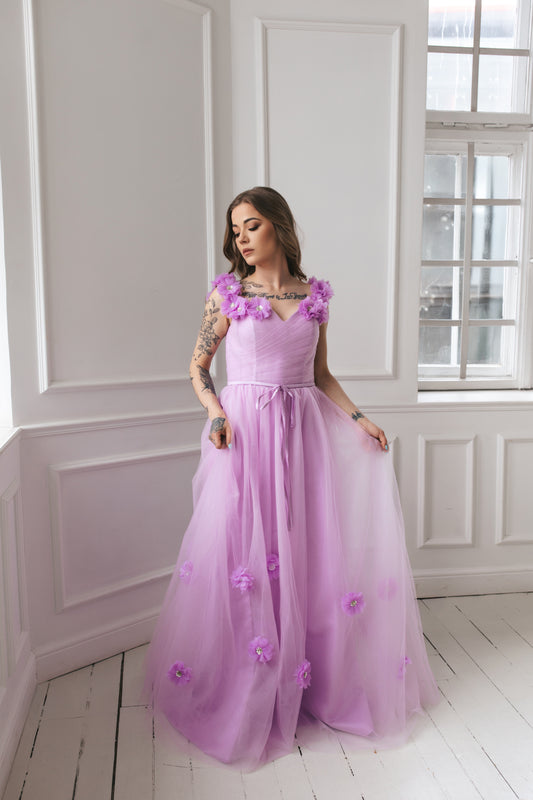Light Purple Gown With Flowers