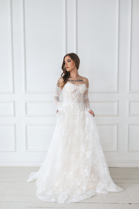 Romantic Gown Of Lace And Pearls