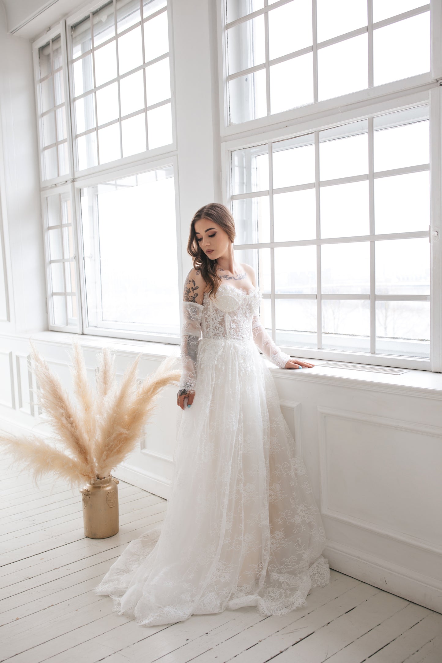 Romantic Gown Of Lace And Pearls
