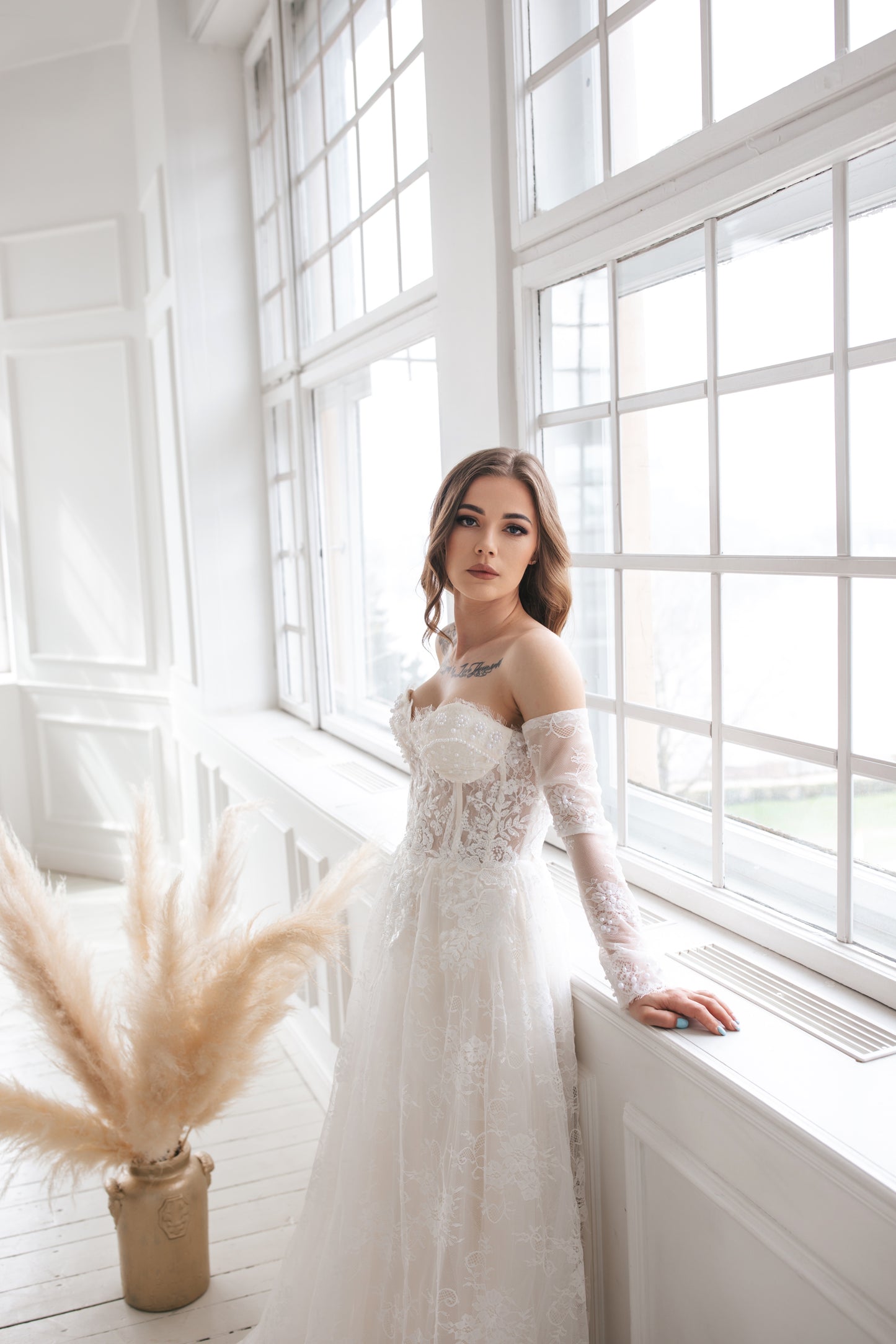 Romantic Gown Of Lace And Pearls