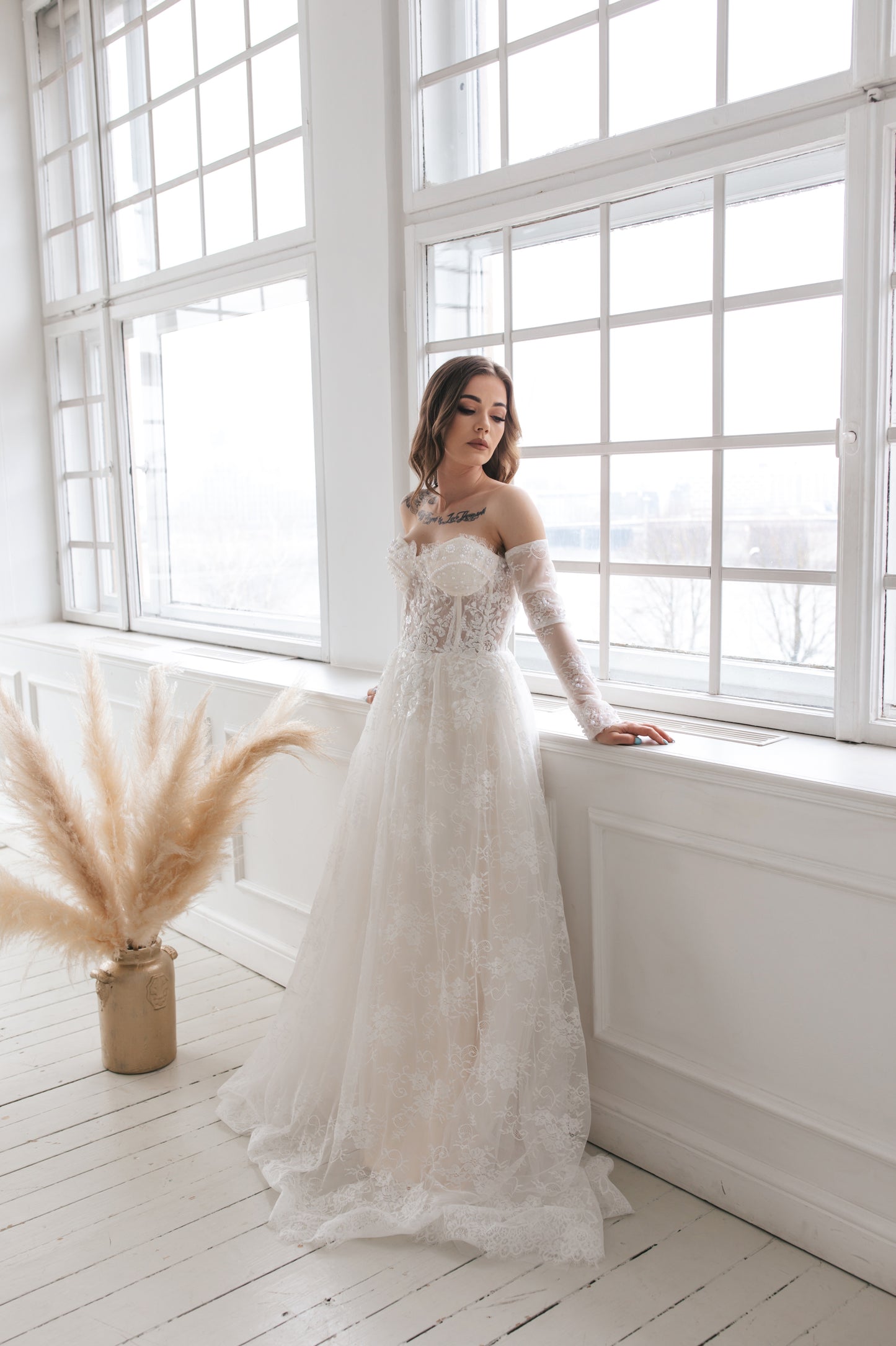 Romantic Gown Of Lace And Pearls