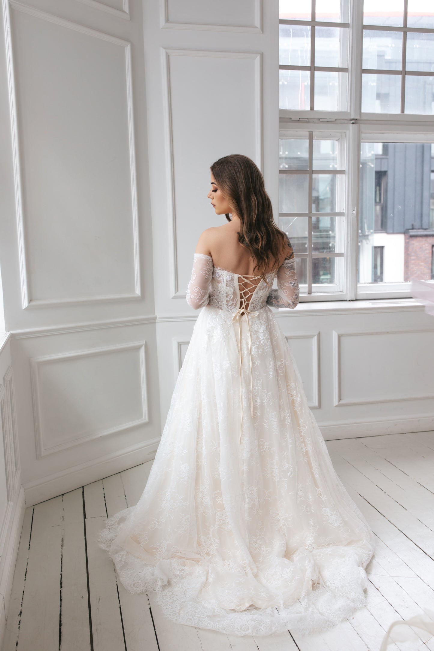 Romantic Gown Of Lace And Pearls