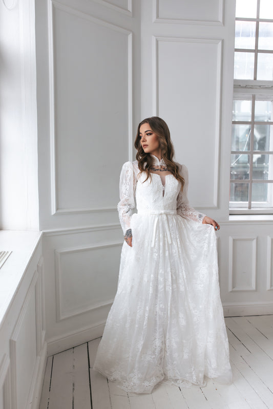 Vintage Lace Gown With Pearls