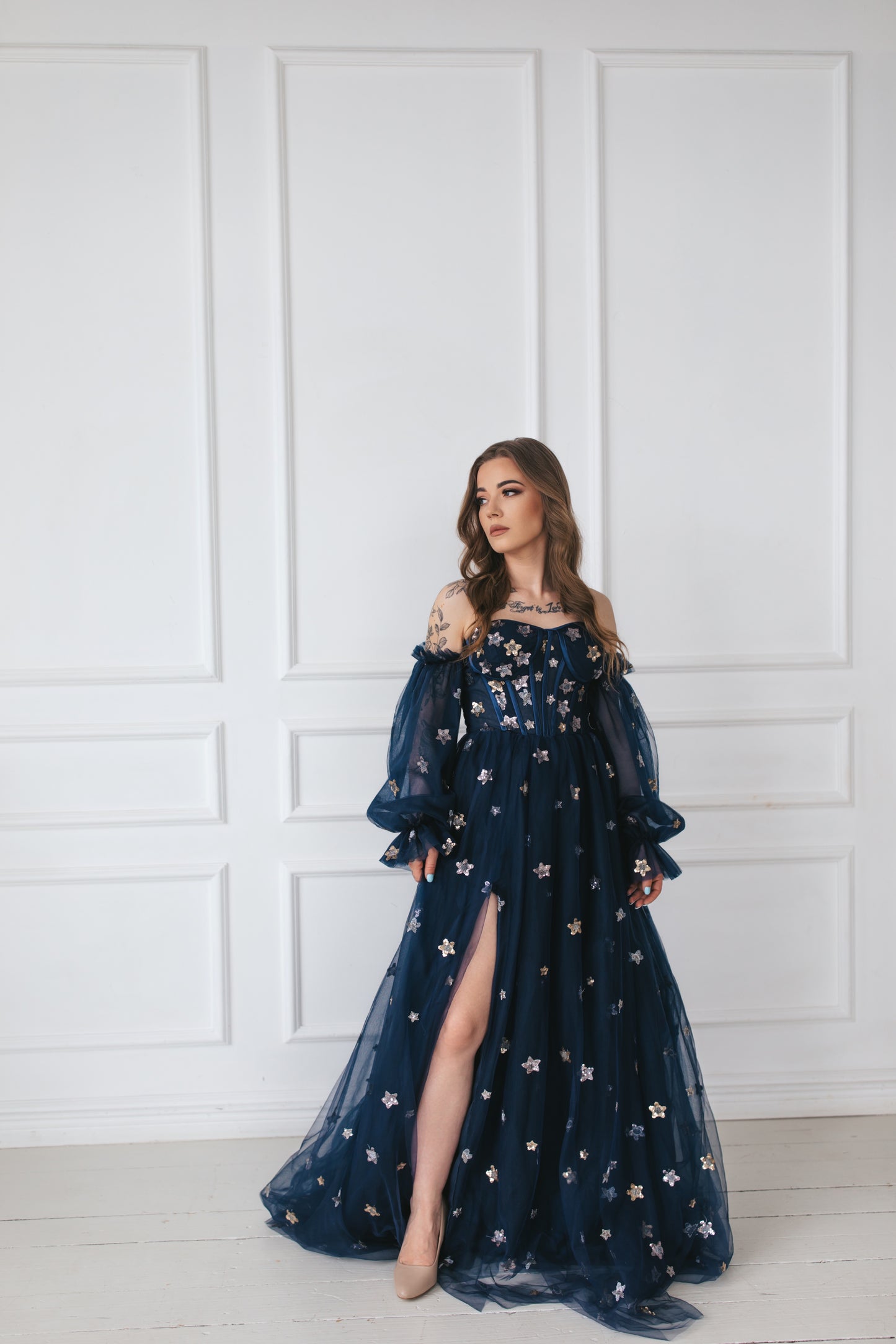 Navy Blue Gown With Stars