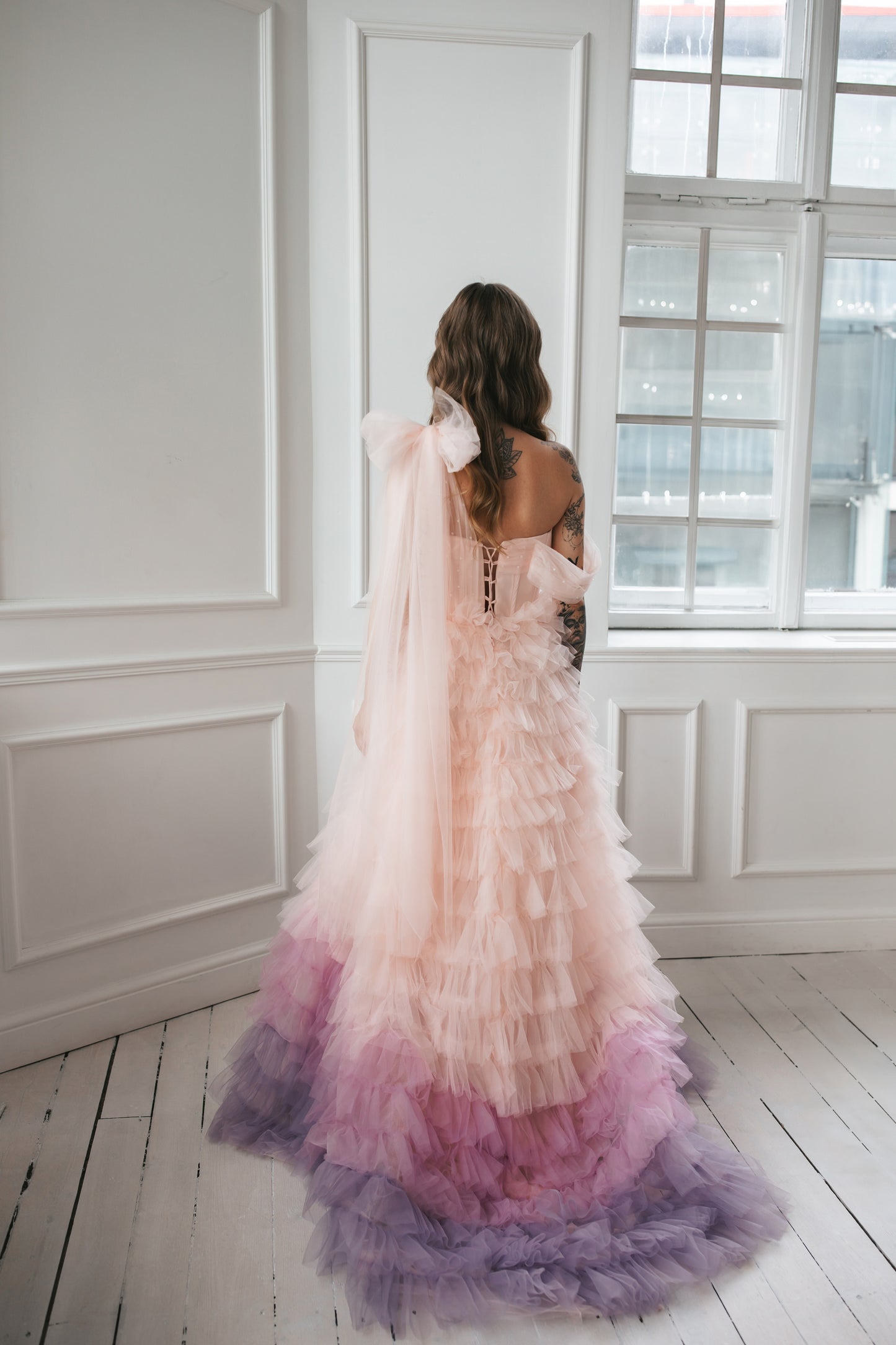 Romantic Ombre Gown With Bow tie