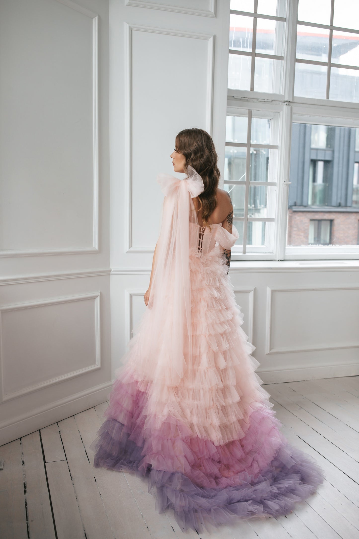 Romantic Ombre Gown With Bow tie