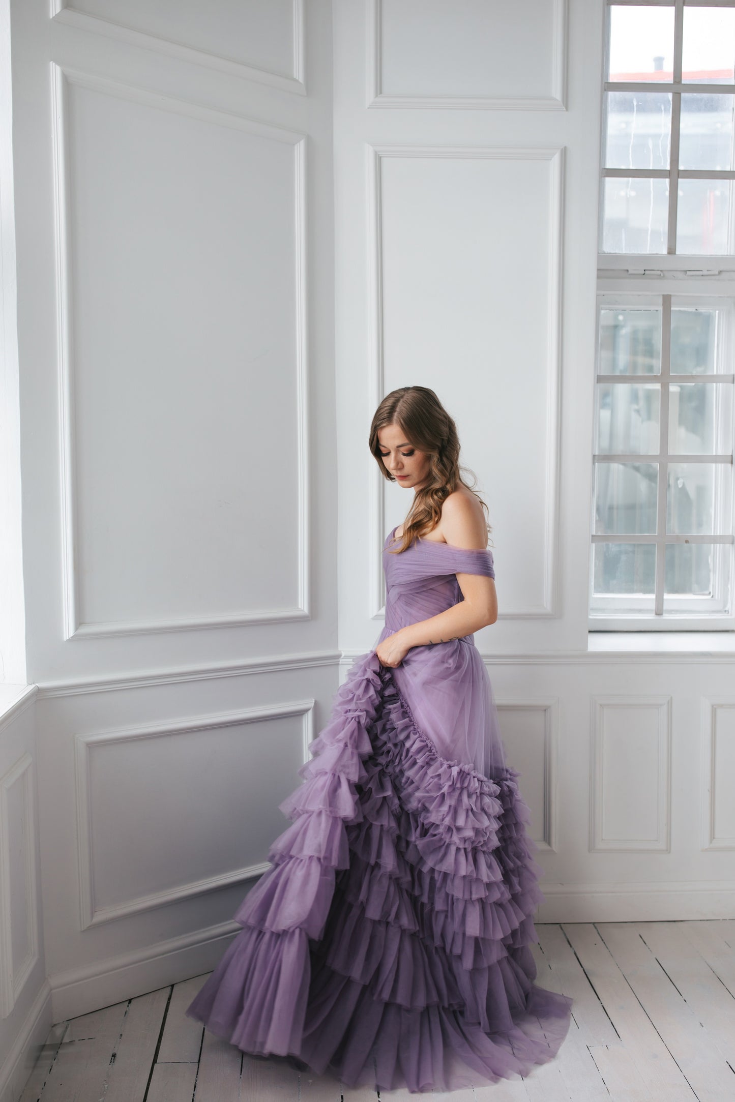 Majestic Tulle Gown With Ruffles