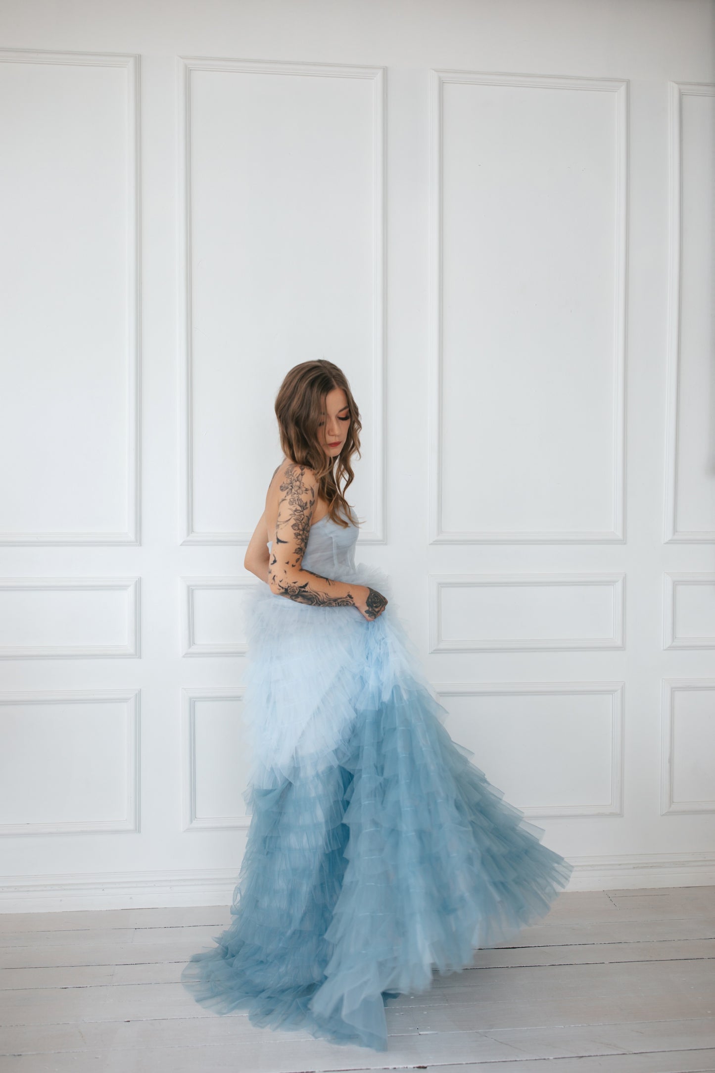 Blue Ombre Tulle Gown