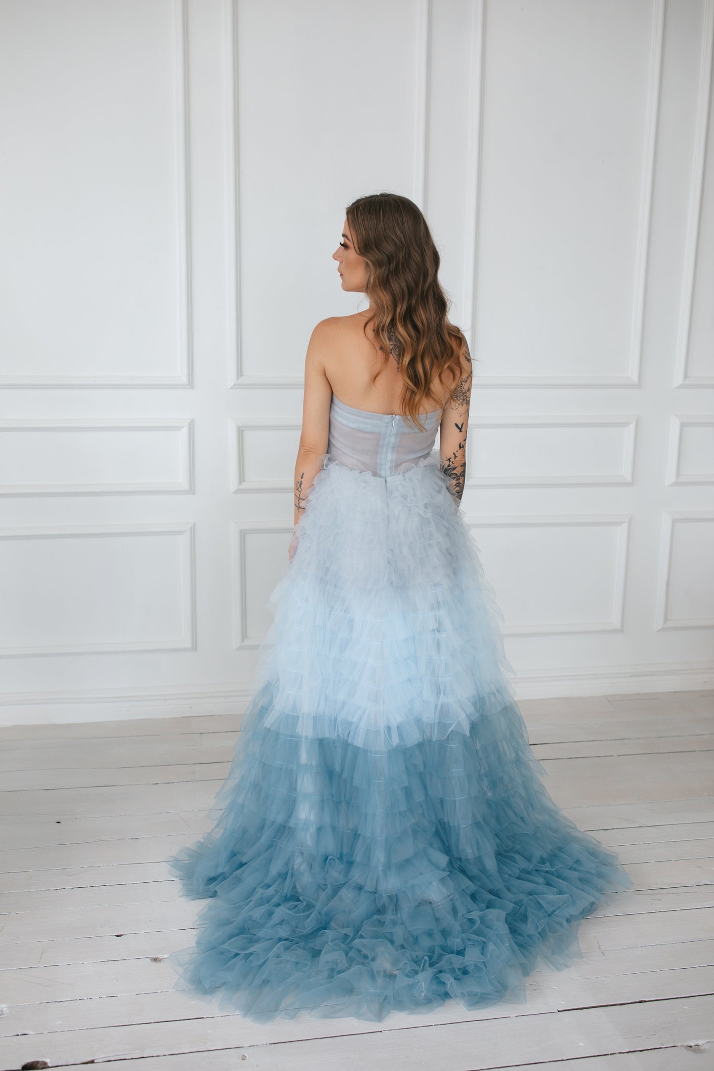 Blue Ombre Tulle Gown