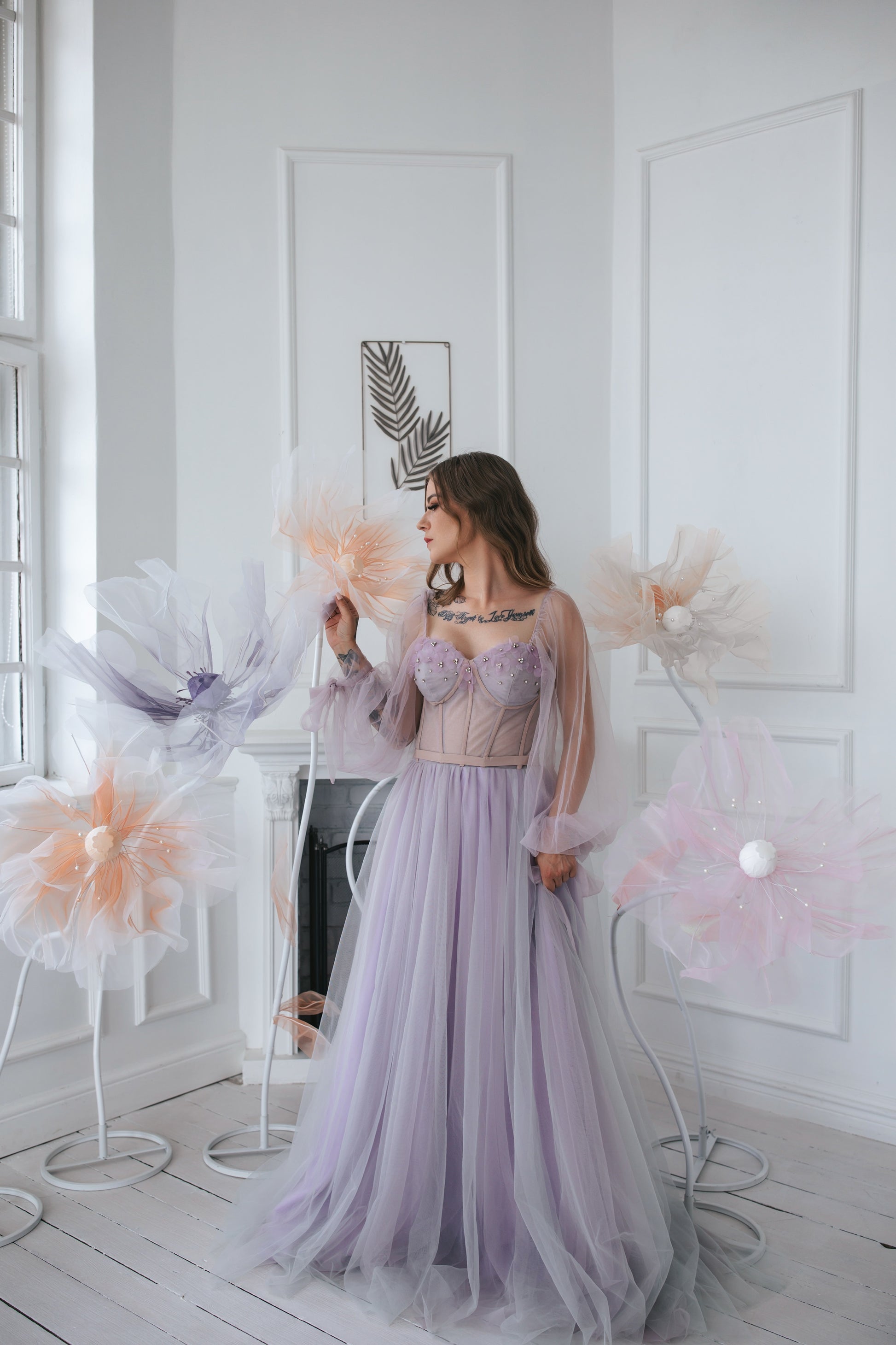 Lilac Fairy Gown With Flowers Dreamydresshouse Lilac Fairy Gown With Flowers Dreamydresshouse
