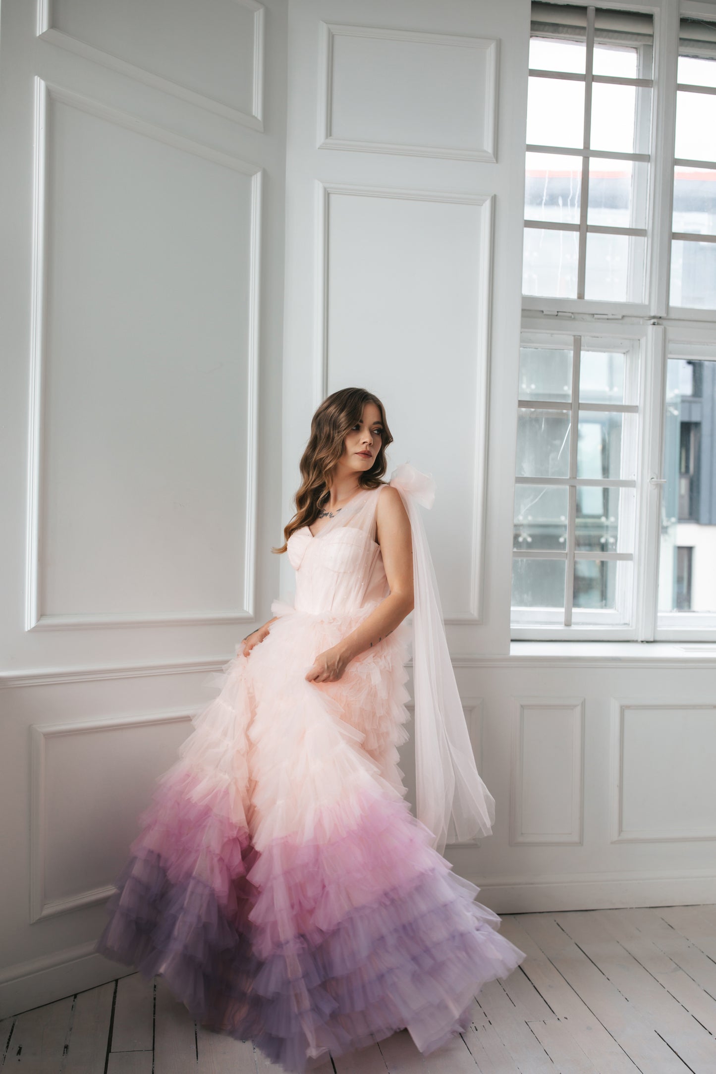 Romantic Ombre Gown With Bow tie