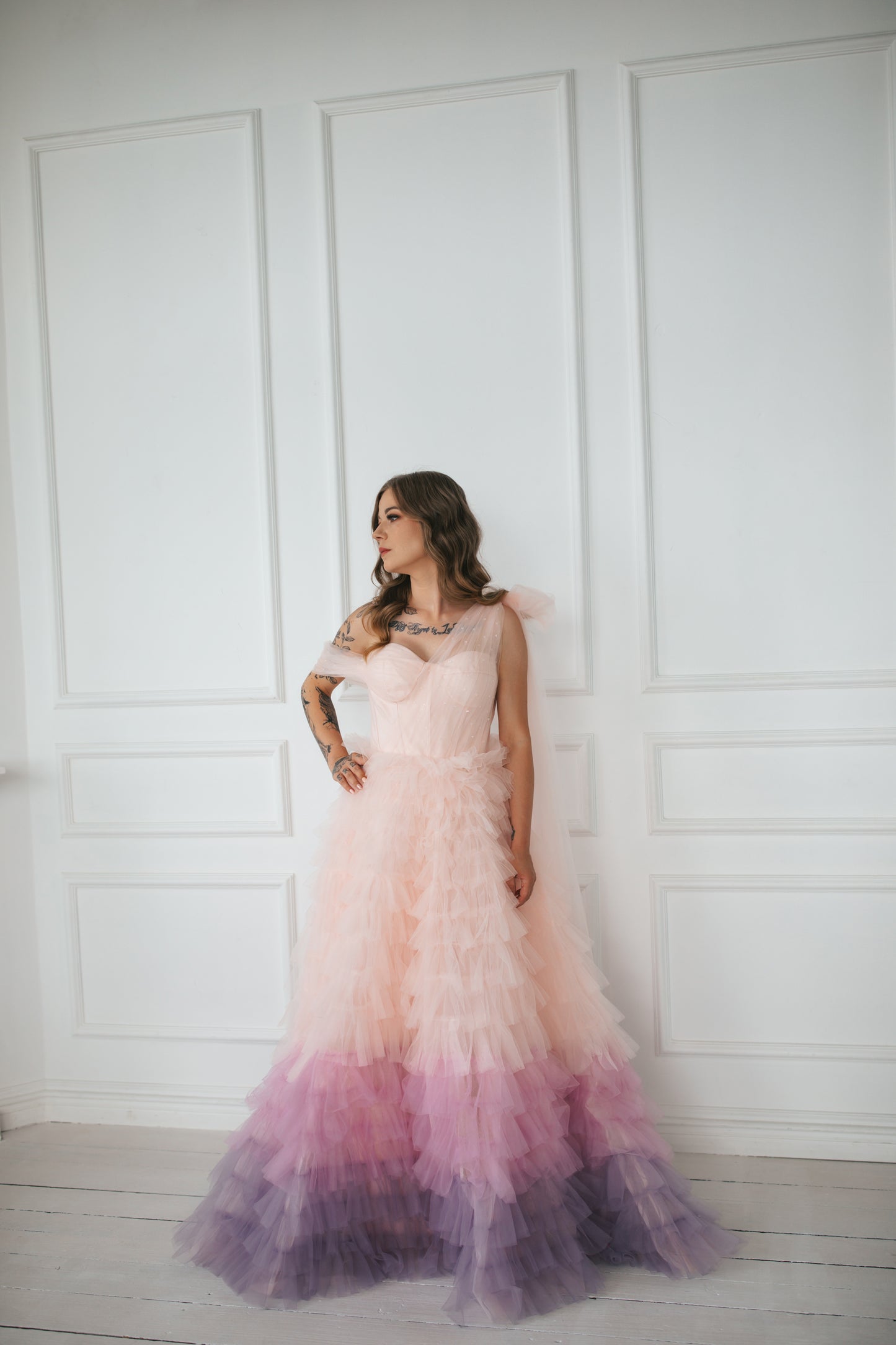 Romantic Ombre Gown With Bow tie