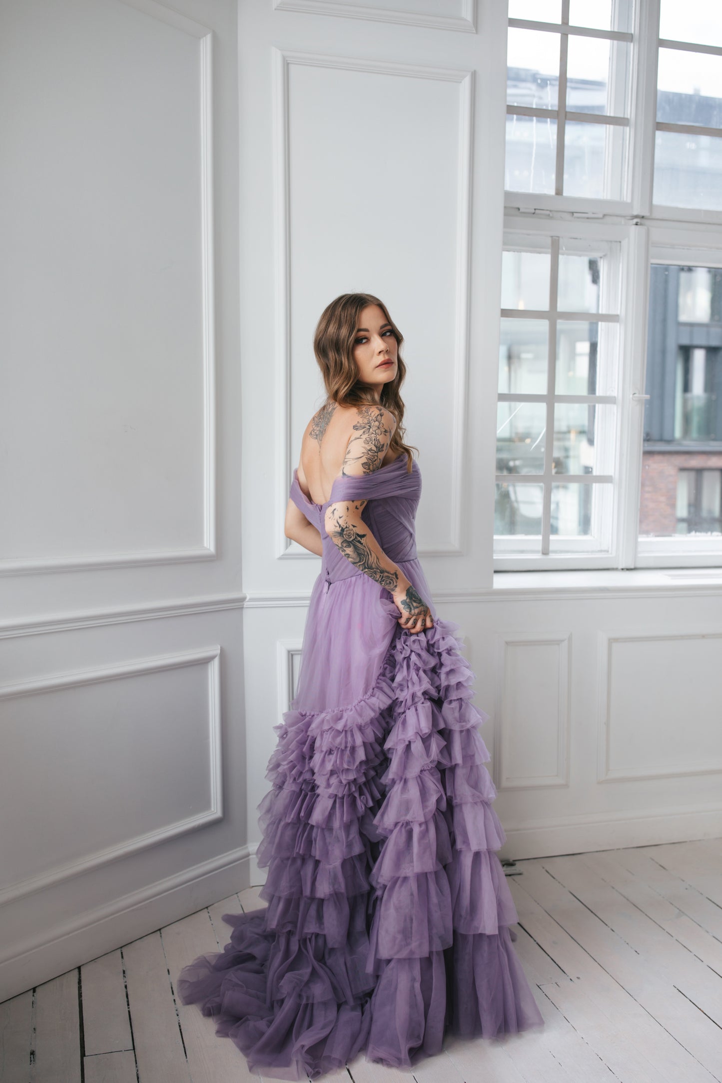 Majestic Tulle Gown With Ruffles