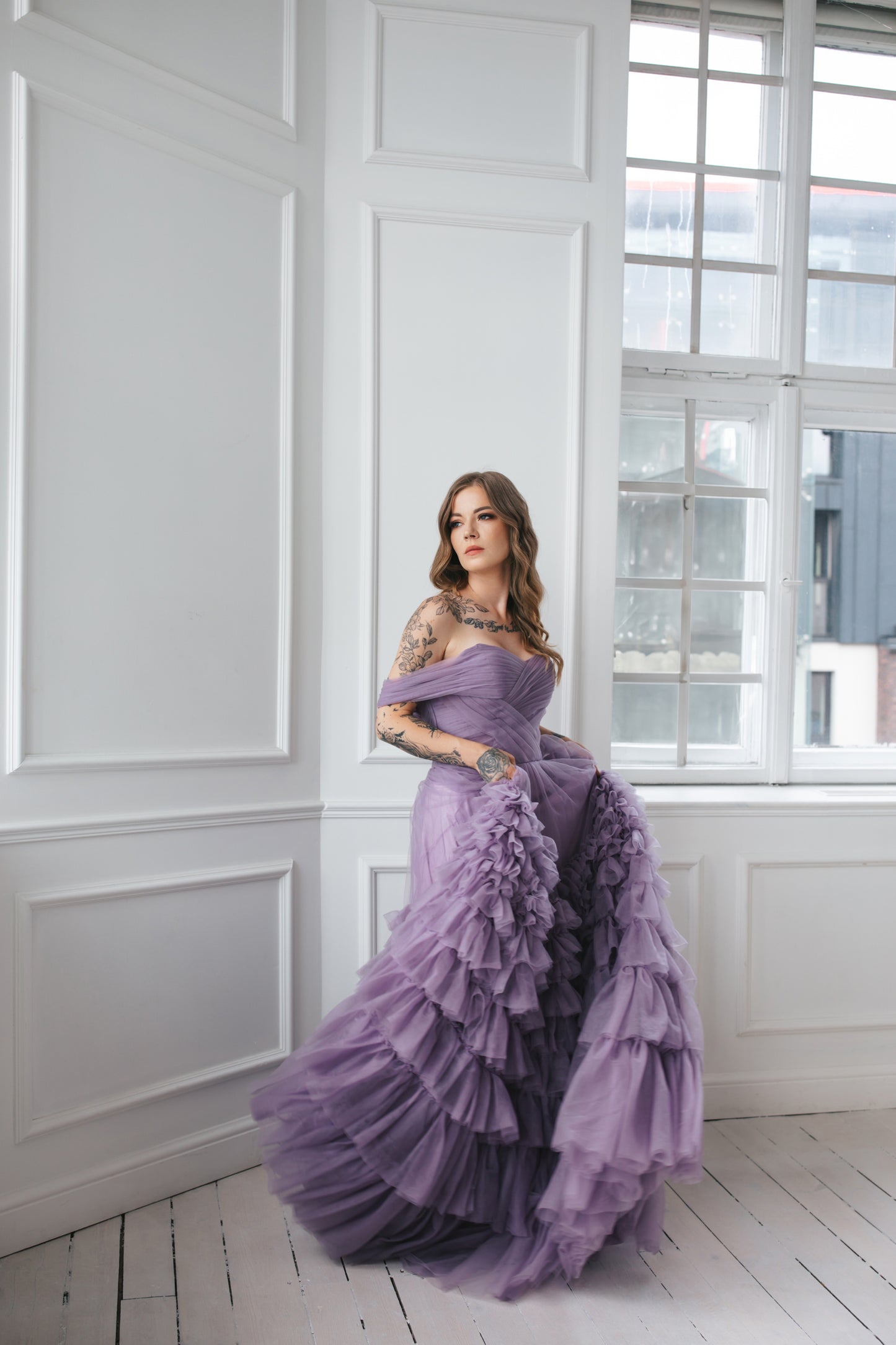 Majestic Tulle Gown With Ruffles