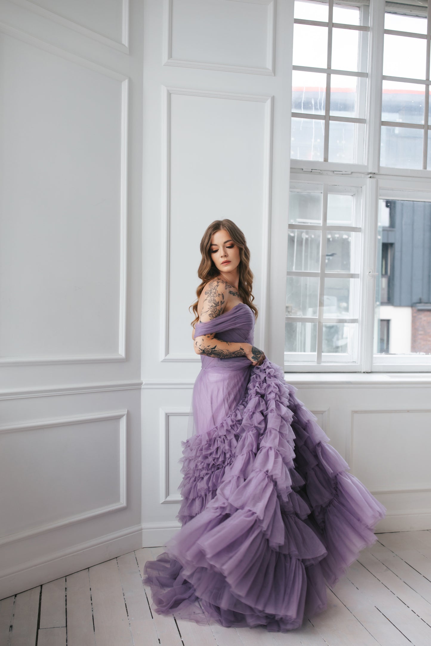 Majestic Tulle Gown With Ruffles