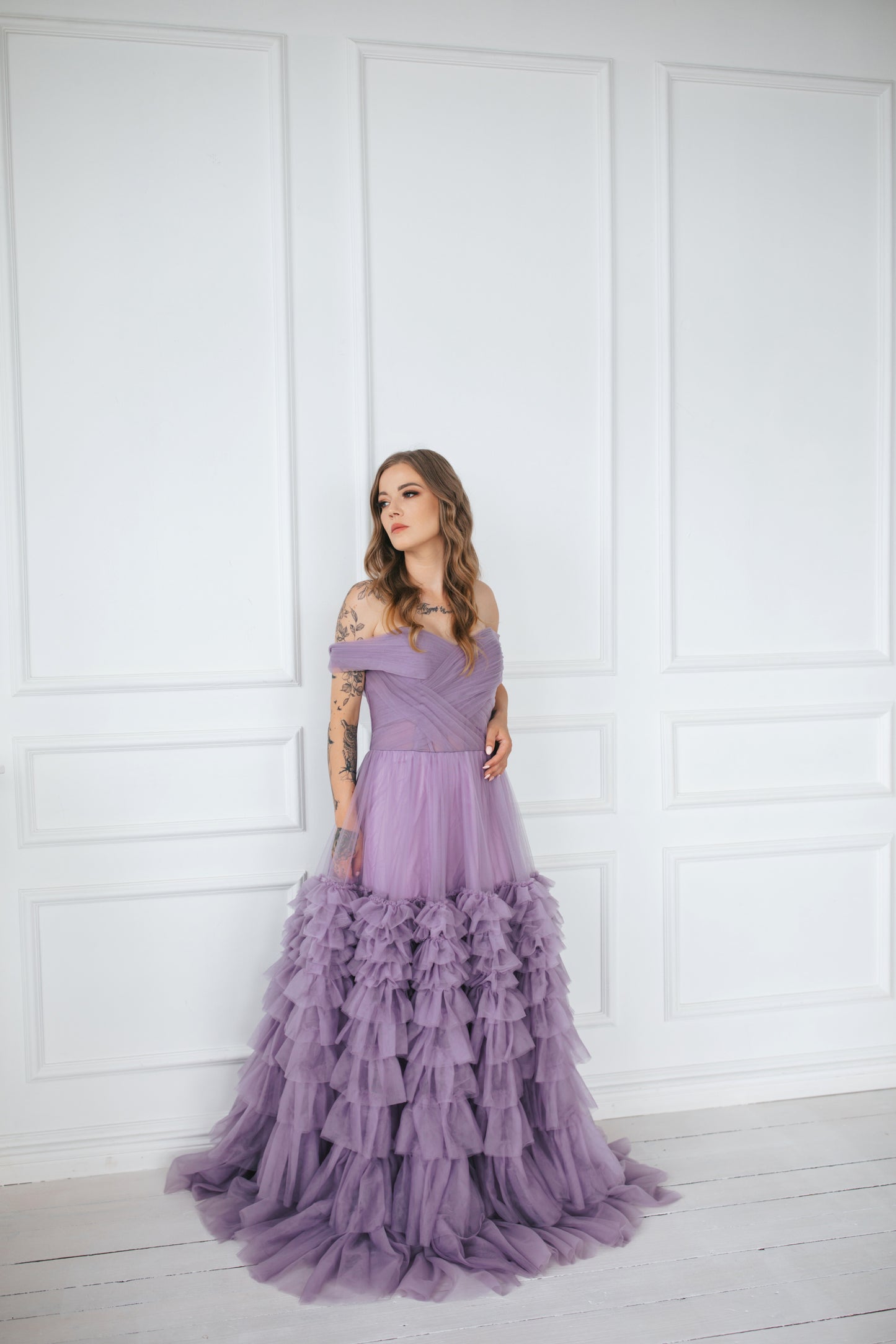 Majestic Tulle Gown With Ruffles