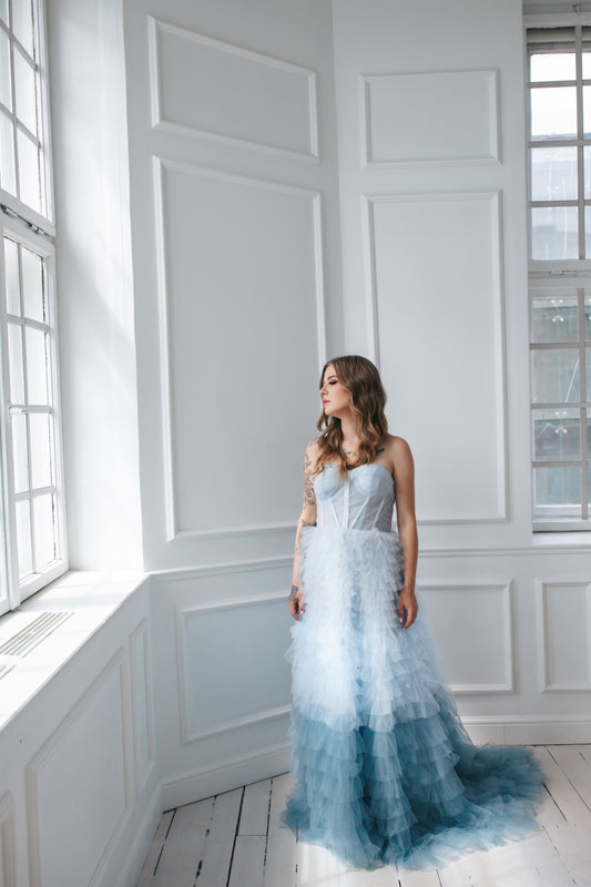 Blue Ombre Tulle Gown