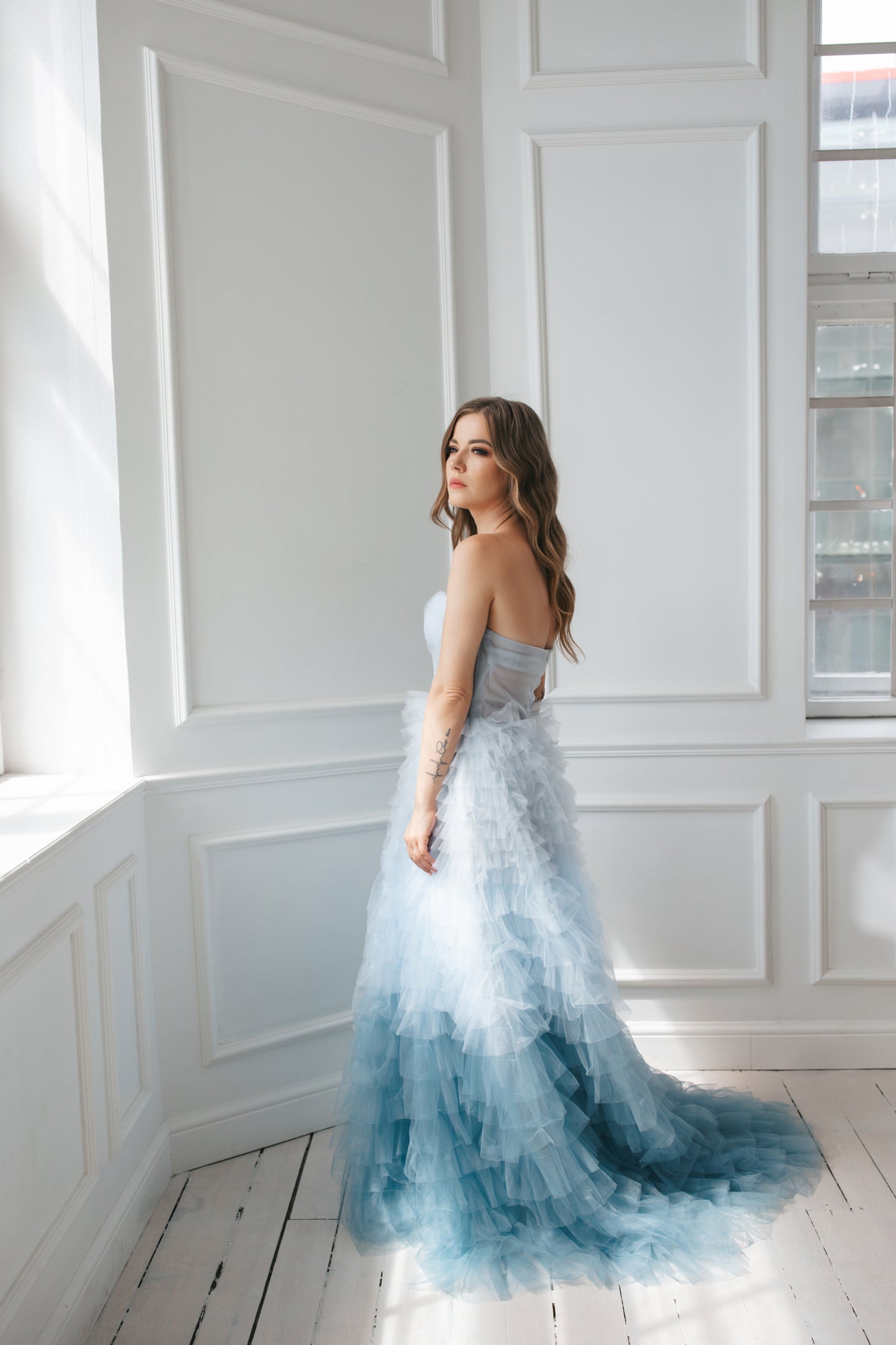 Blue Ombre Tulle Gown