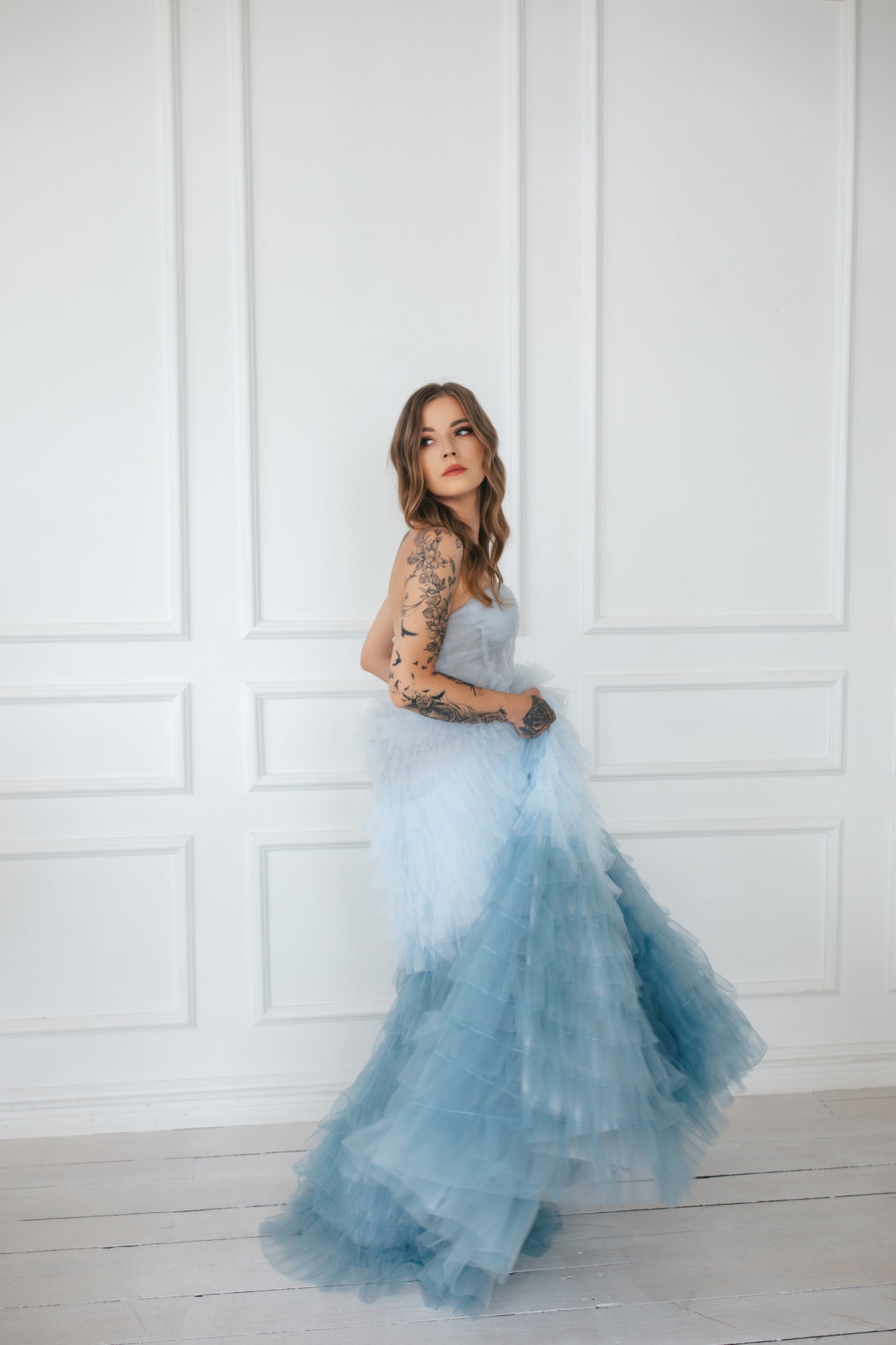 Blue Ombre Tulle Gown