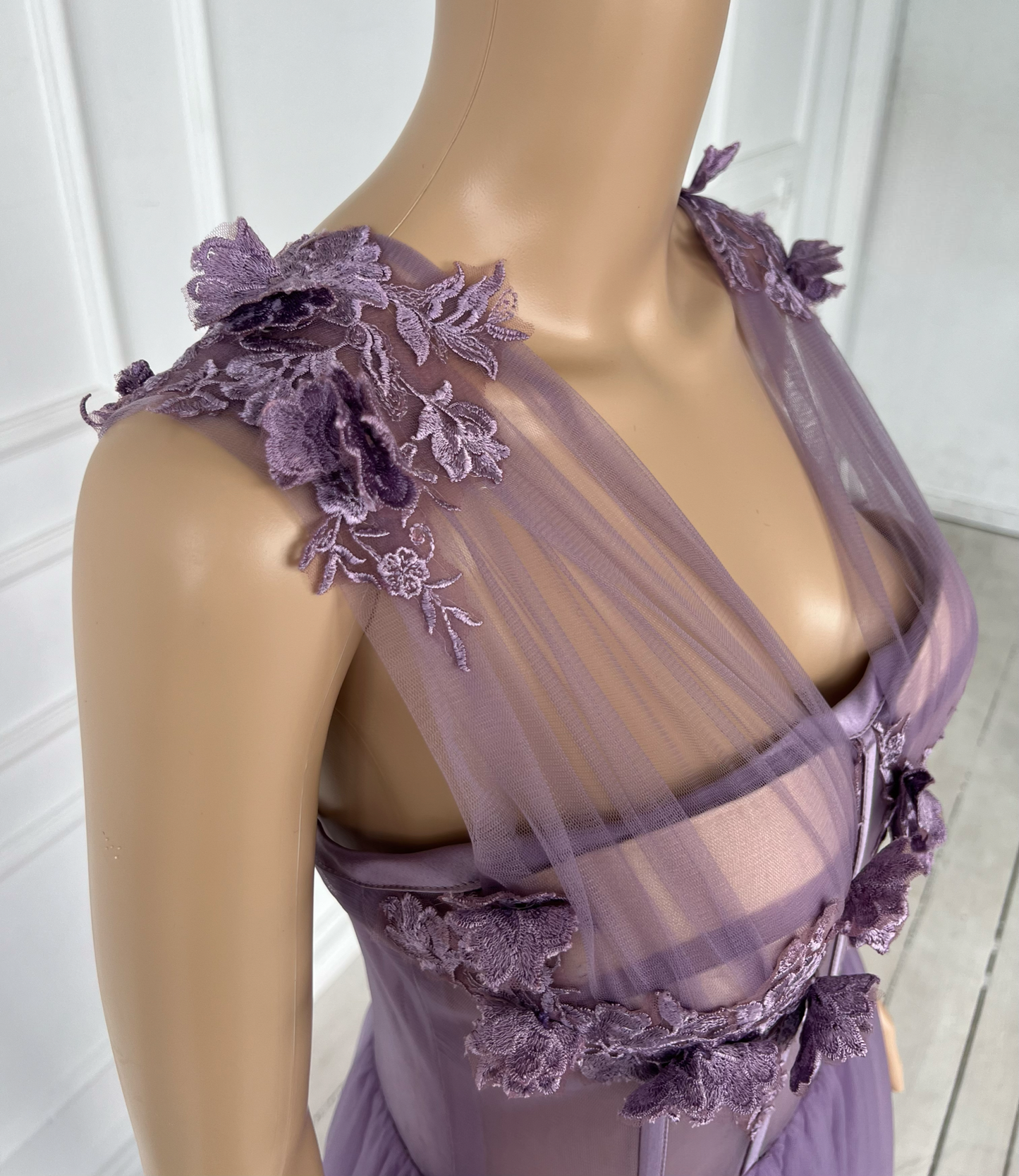 Floral Lavender Tulle Gown