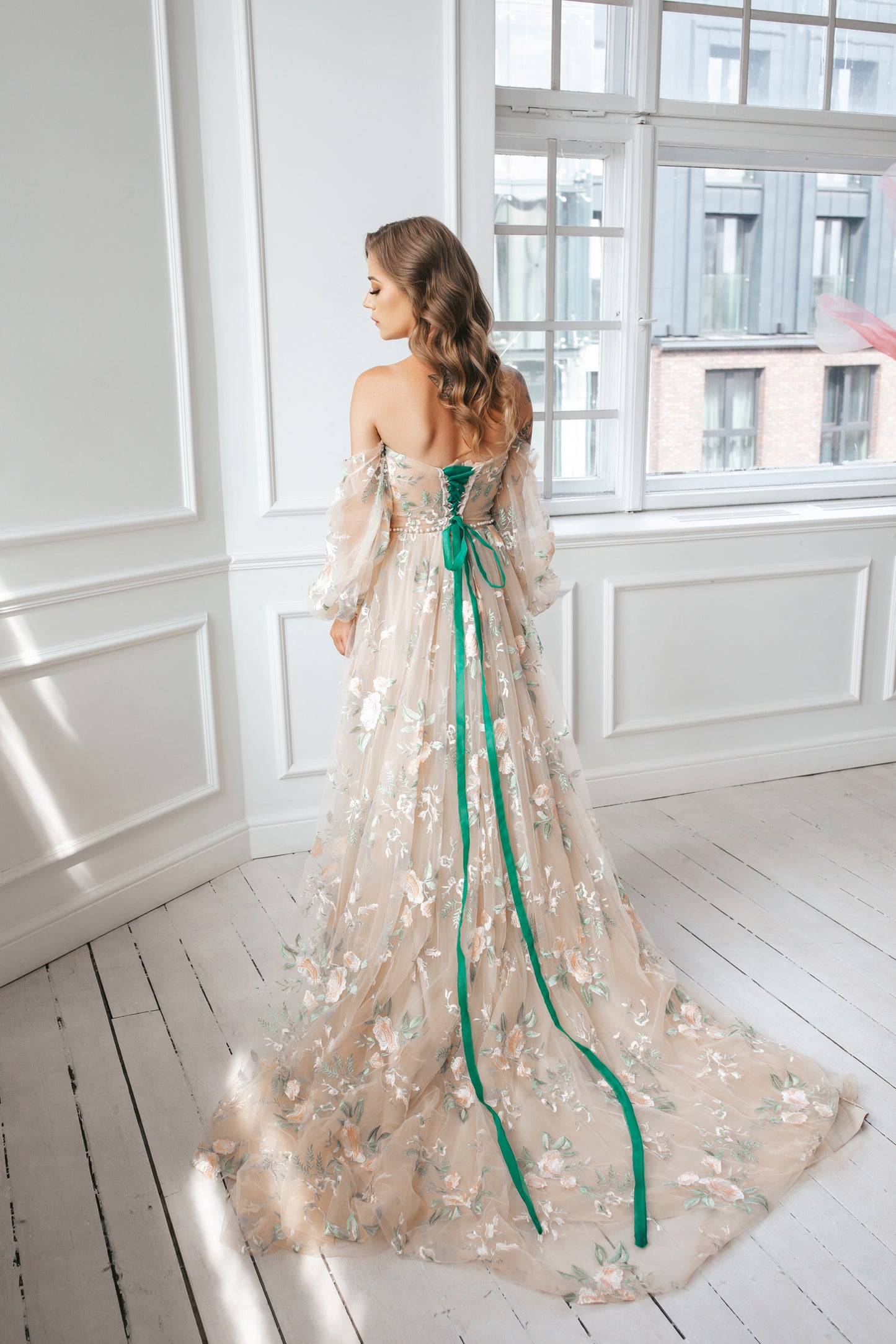 Floral Gown With Pearls