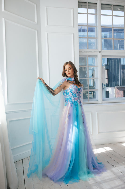 Colourful Fairy Gown With Flowers