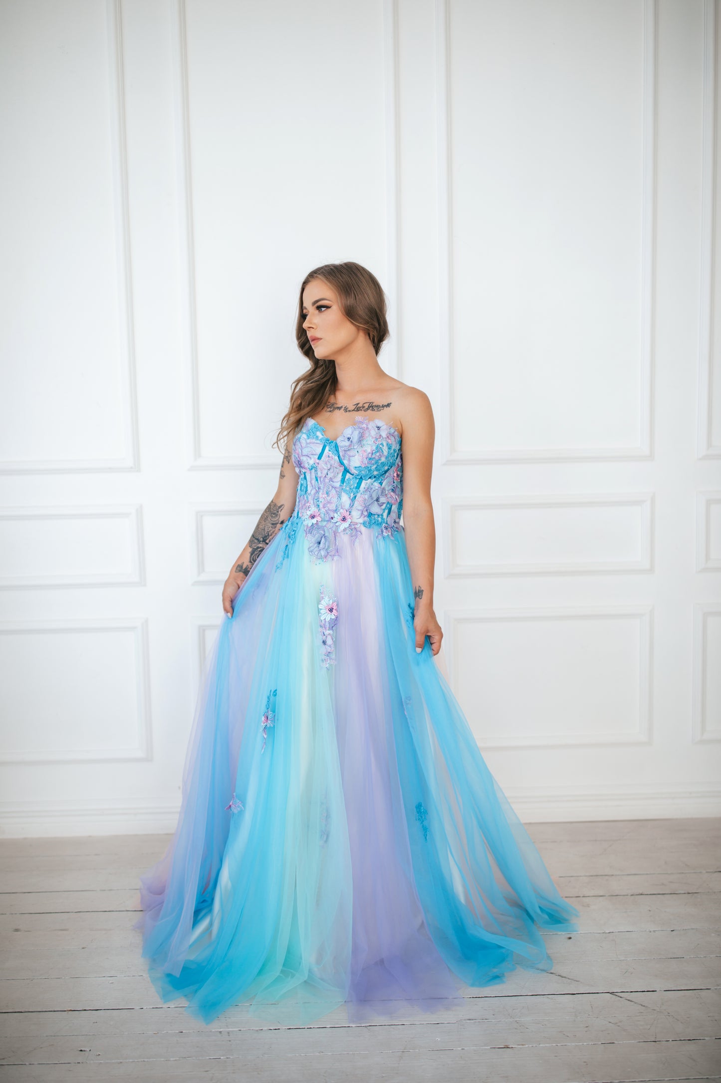 Colourful Fairy Gown With Flowers