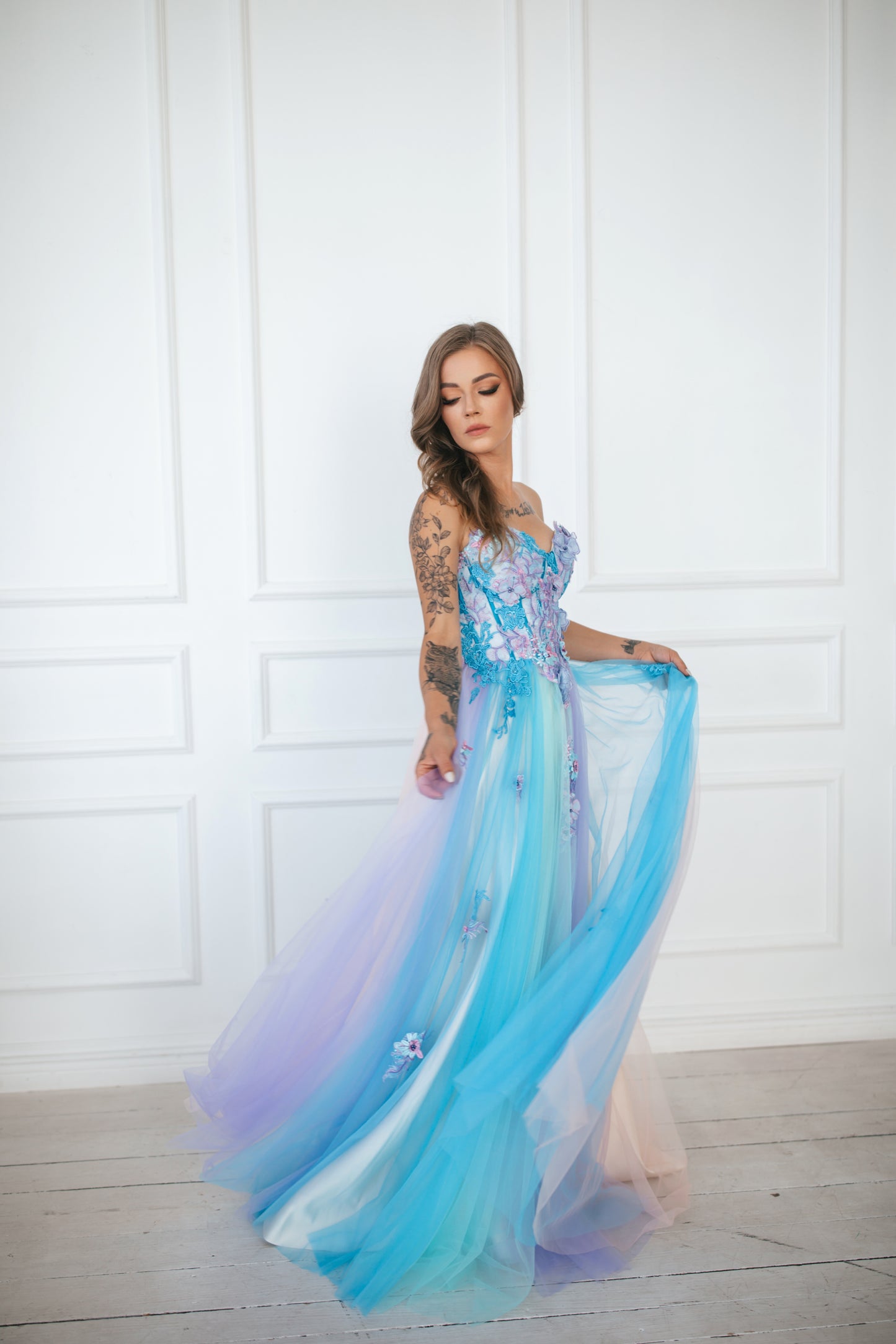 Colourful Fairy Gown With Flowers