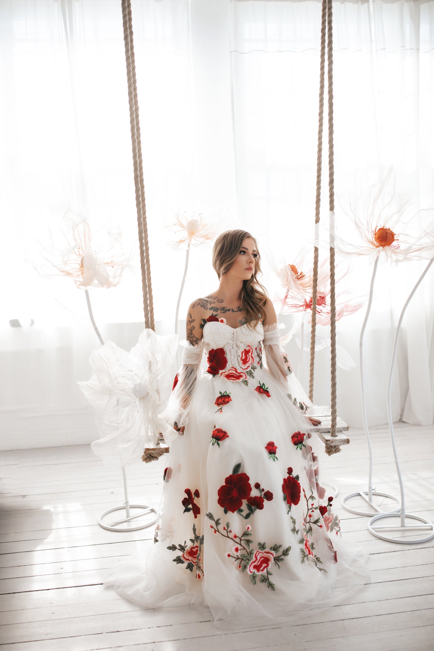 Romantic Wedding Gown With Roses