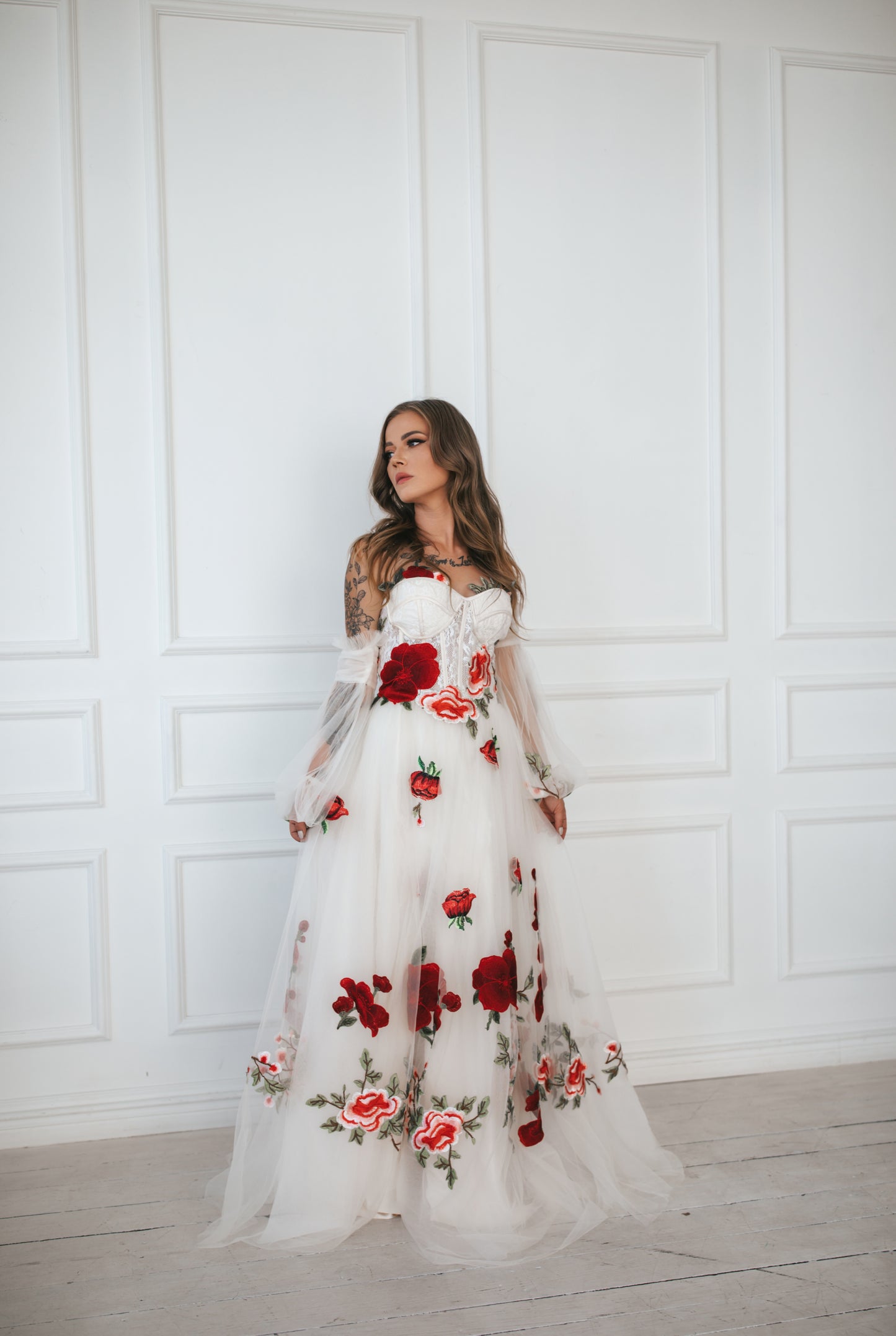 Romantic Wedding Gown With Roses