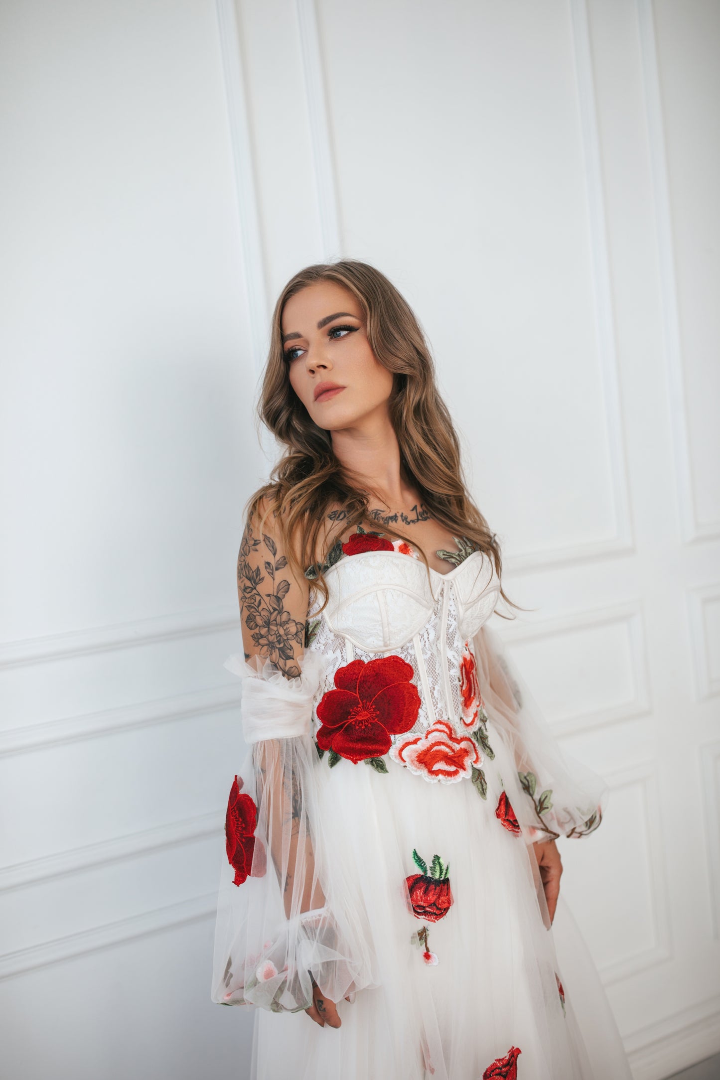 Romantic Wedding Gown With Roses