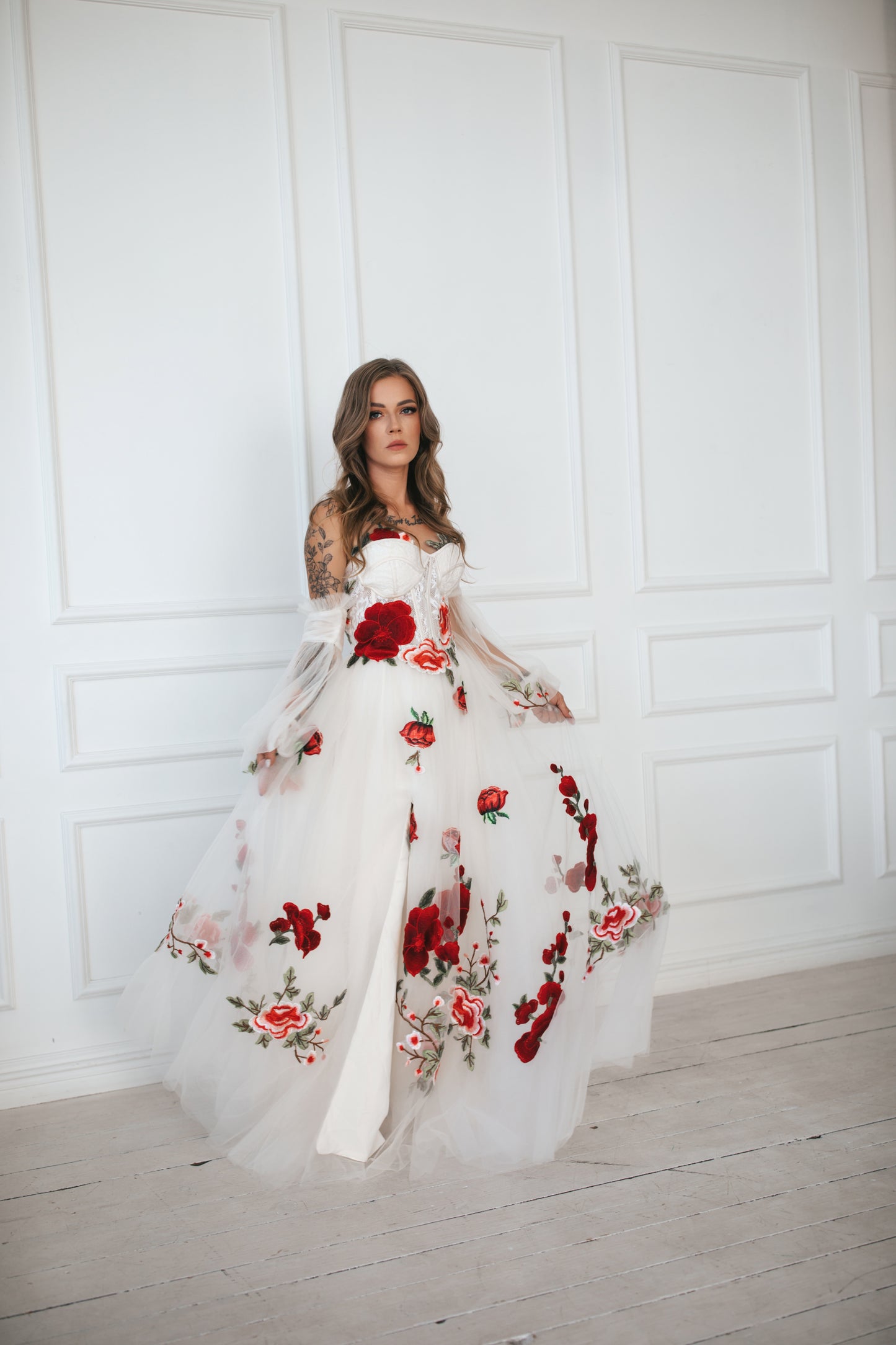 Romantic Wedding Gown With Roses