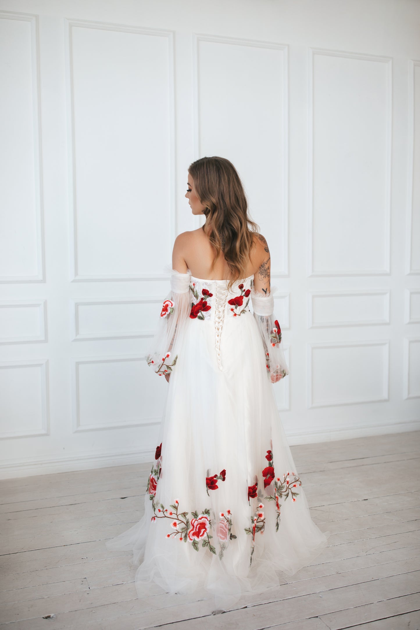 Romantic Wedding Gown With Roses