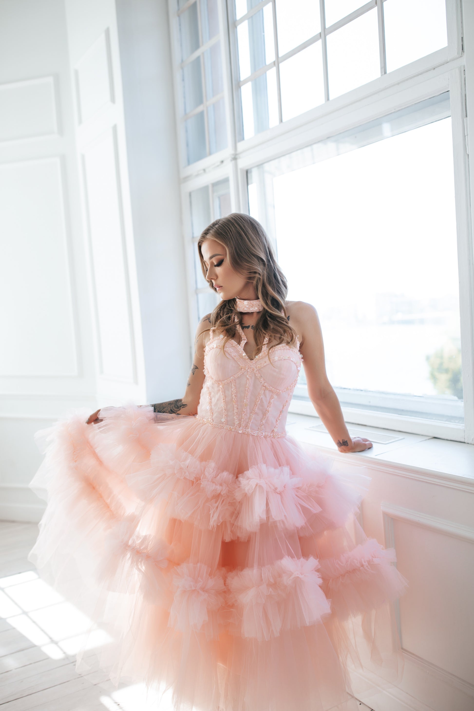 ballerina dress DVF With adjustable shoulder straps and a comfortable shirred back Blush Pink Ballerinas Gown