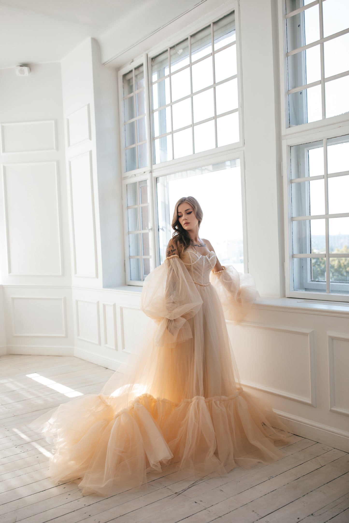 Vintage Champagne Tulle Gown