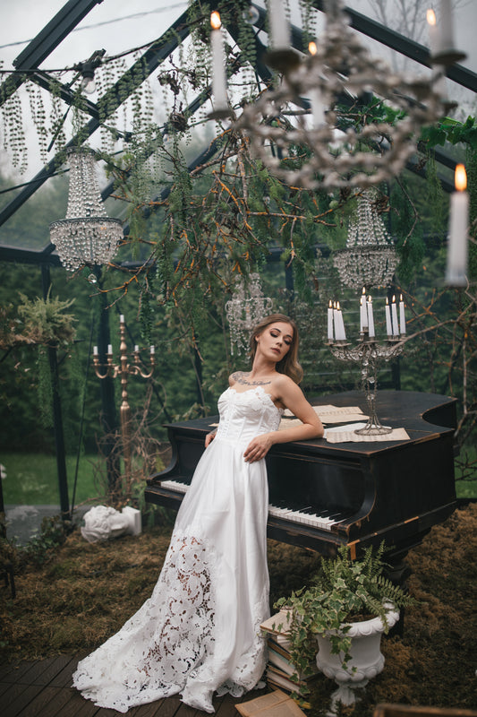Romantic Satin Dress With Lace