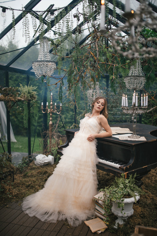 Champagne Gown With Ruffles