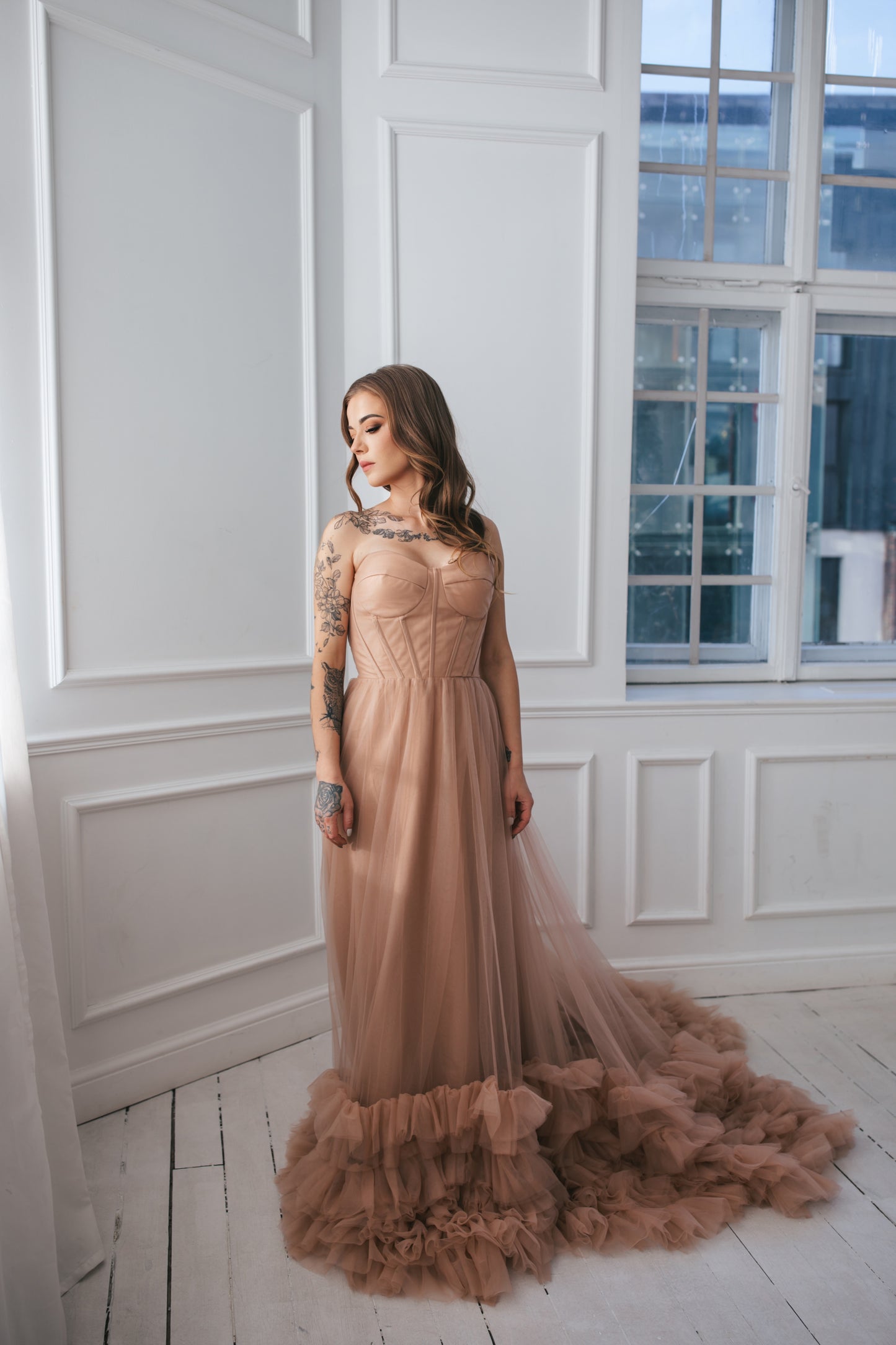 Vintage Dusty Pink Tulle Gown