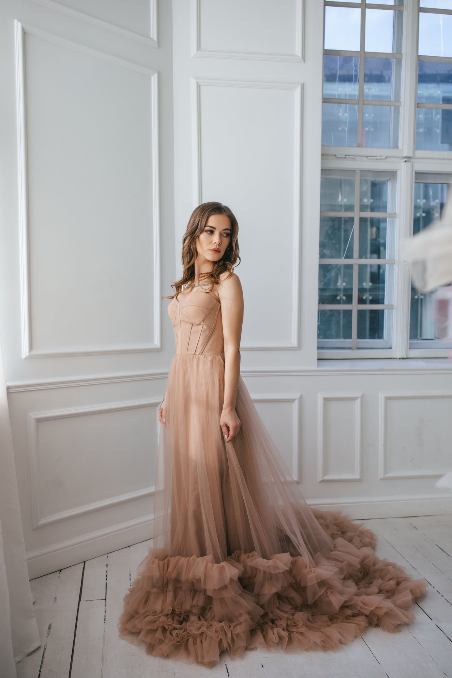 Vintage Dusty Pink Tulle Gown