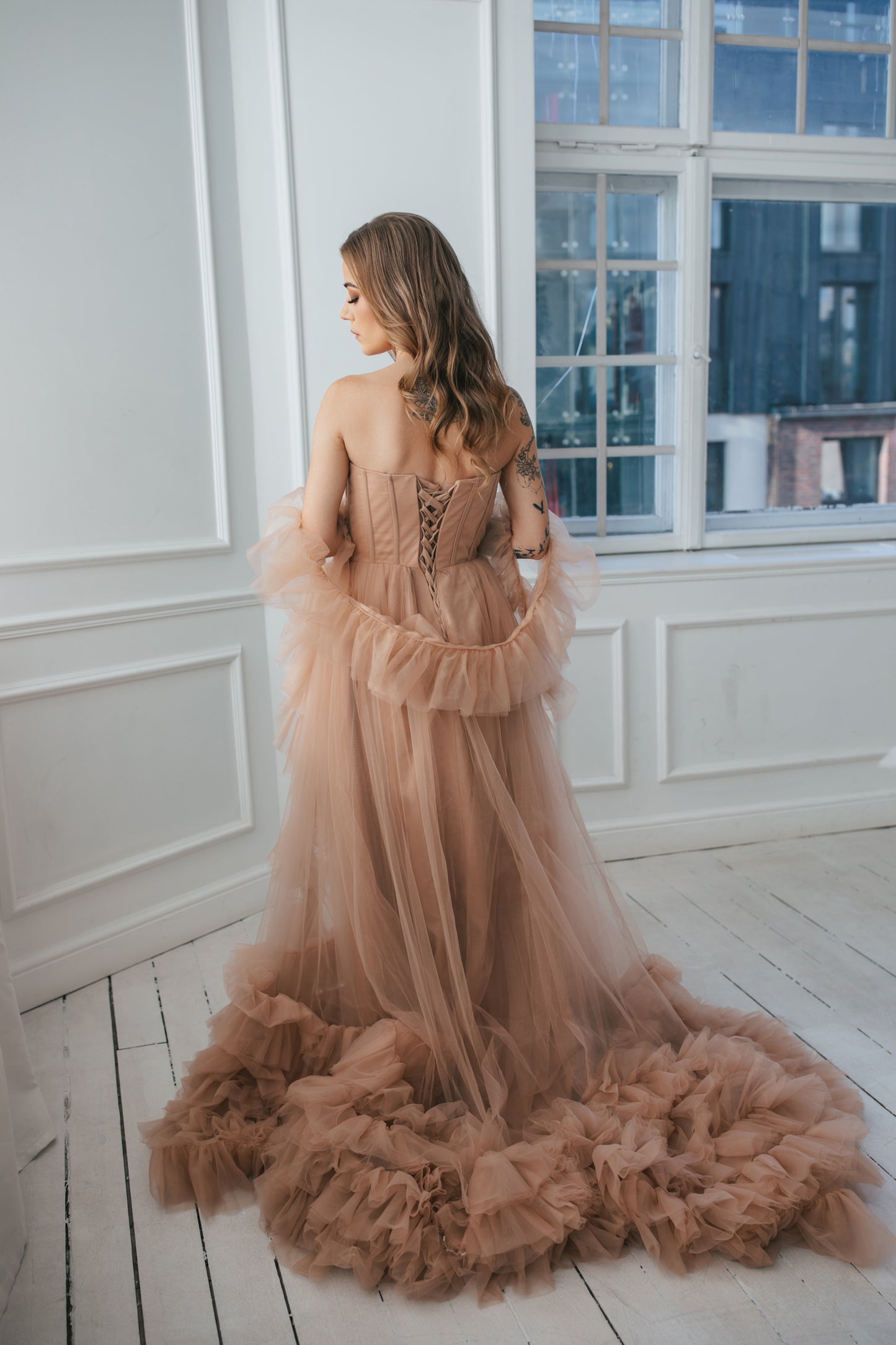 Vintage Dusty Pink Tulle Gown