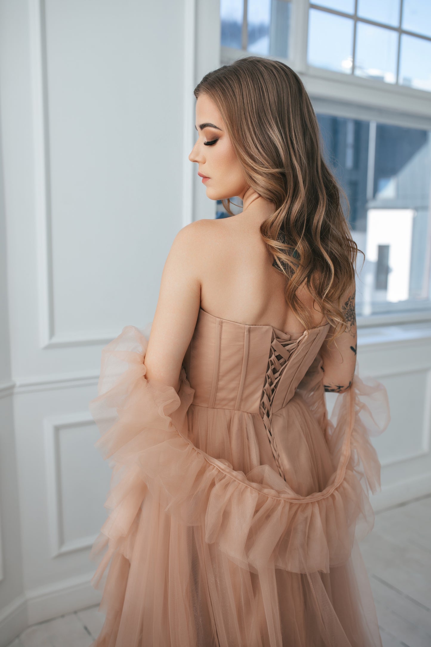 Vintage Dusty Pink Tulle Gown