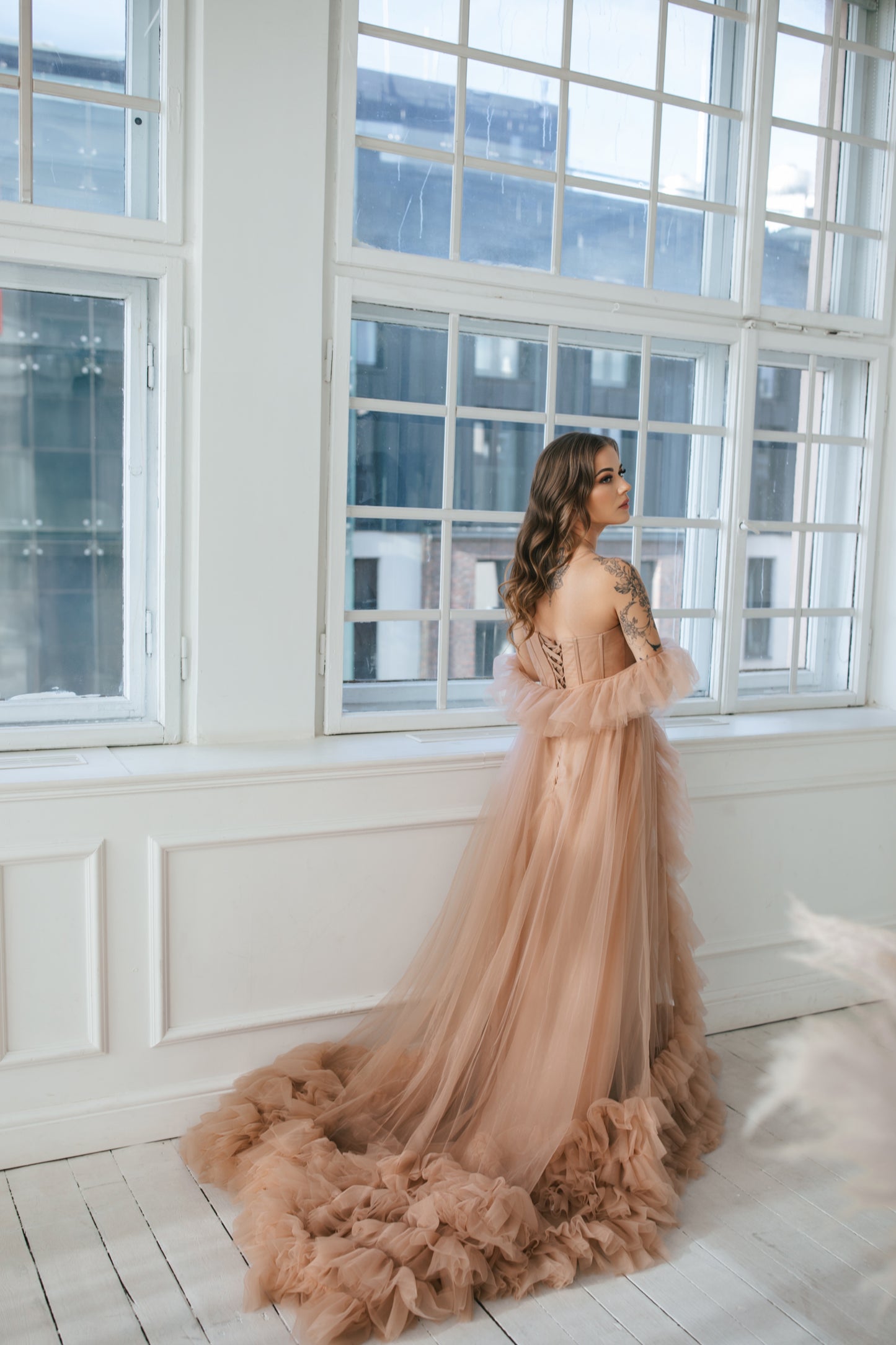 Vintage Dusty Pink Tulle Gown