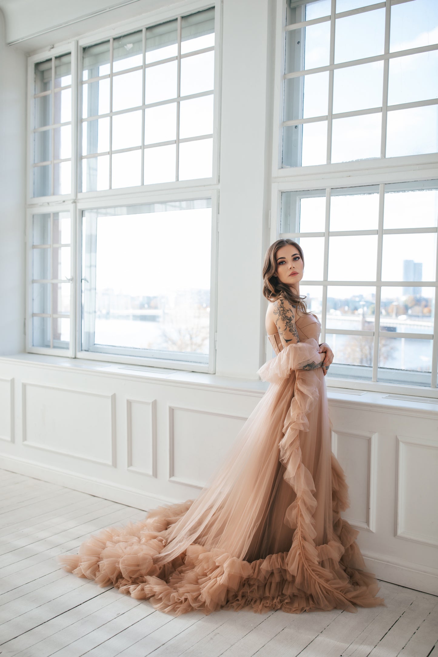 Vintage Dusty Pink Tulle Gown