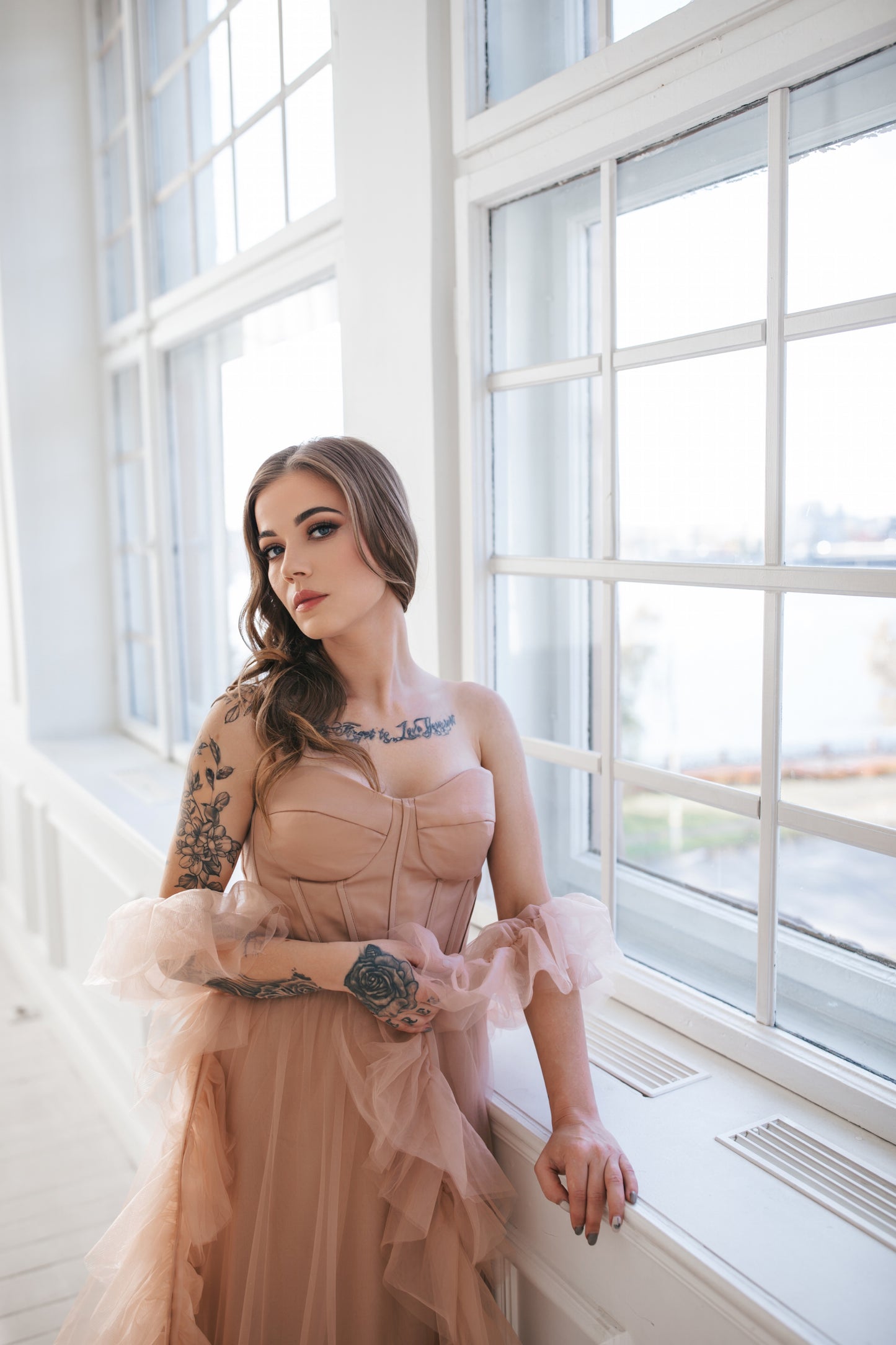 Vintage Dusty Pink Tulle Gown