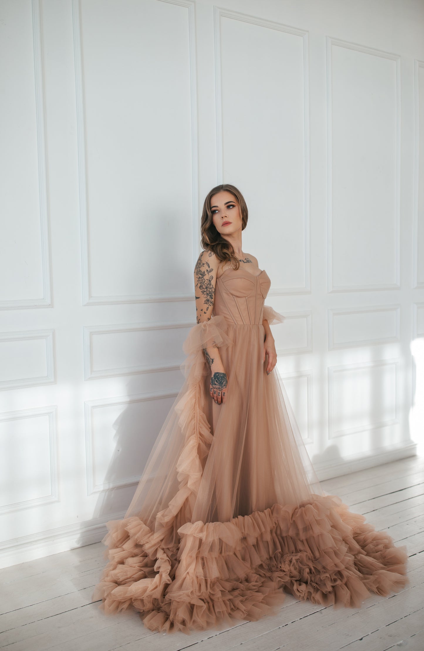 Vintage Dusty Pink Tulle Gown